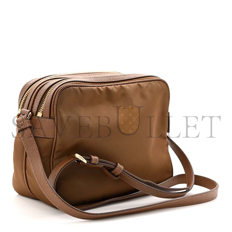 PRADA TESSUTO NYLON SAFFIANO RE-EDITION 1978 MESSENGER BAG SUGHERO 1BH218 (21*17*8cm)